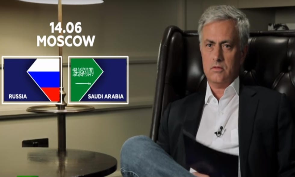 تنبؤات مورينيو : السعودية منتخب ساذج والباب مفتوح على مصرعية للمنتخب الروسى للتأهل على أرضة