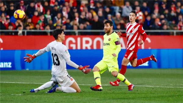 قطار برشلونة يجتاز جيرونا ويحصد الفوز الثامن علي التوالي بمشاركة ميسي