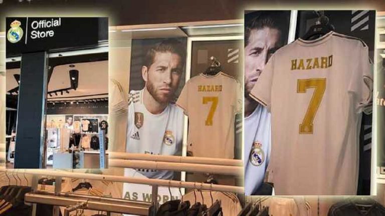 هازارد بقميص رقم7بمتجر ريال مدريد الرسمي وأعلان عن إنتقالةمقابل100 مليون يورو