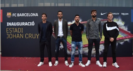 ميسي و نجوم برشلونة يشاركون في افتتاح ملعب يوهان كرويف (فيديو)