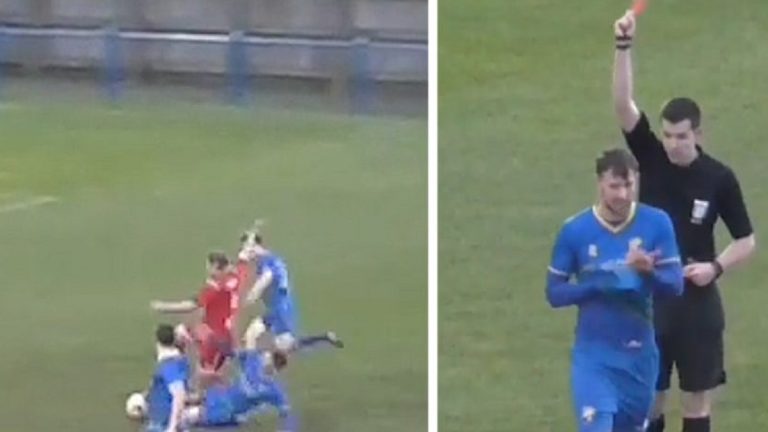 لاعب إنجليزي ينال 3 بطاقات في12ثانية عن مخالفتين متتاليتين في الواقعة نفسها (فيديو)