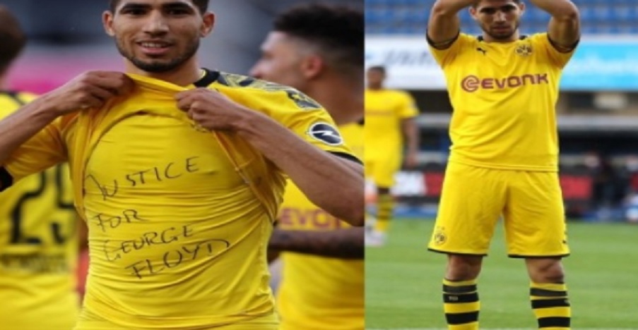 المغربي حكيمي ورفاقة يجددون تضامنهم مع فلويد:لا عدالة.. لا سلام(صور)