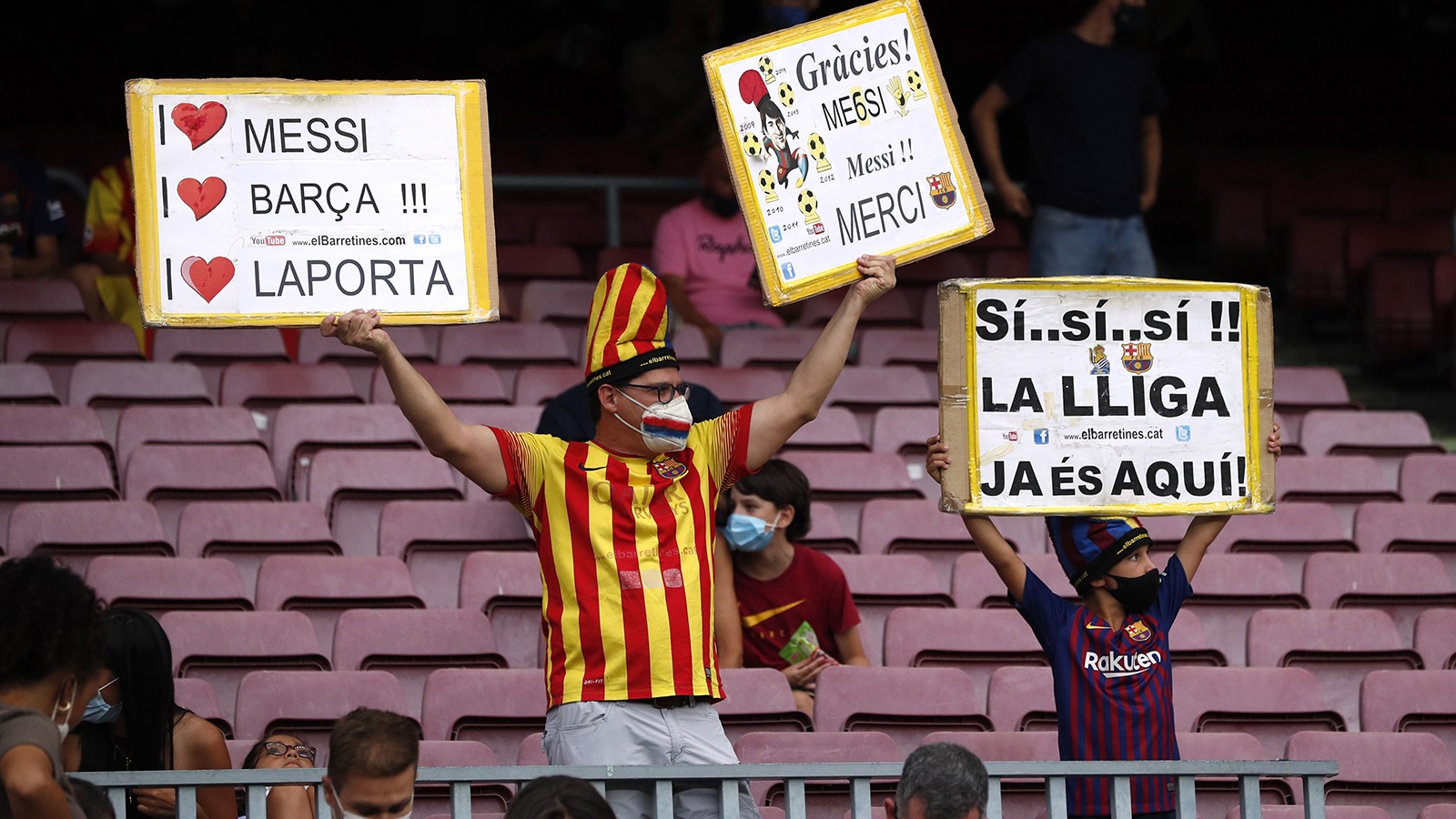 جماهير برشلونة تهتف باسم ميسي في الدقيقة العاشرة خلال مباراة سوسيداد (فيديو)
