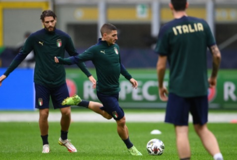 منتخب إيطاليا يختتم تدريباته قبل موقعة إسبانيا بدورى الأمم الأوروبية(صور)