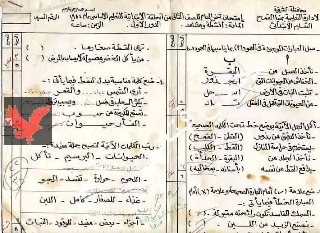 صورة من امتحان تانية إبتدائي